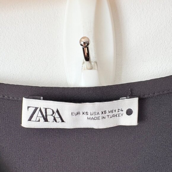 Zara Contrast Skinny Strap Maxi Dress Black Size XS - Picture 7 of 8